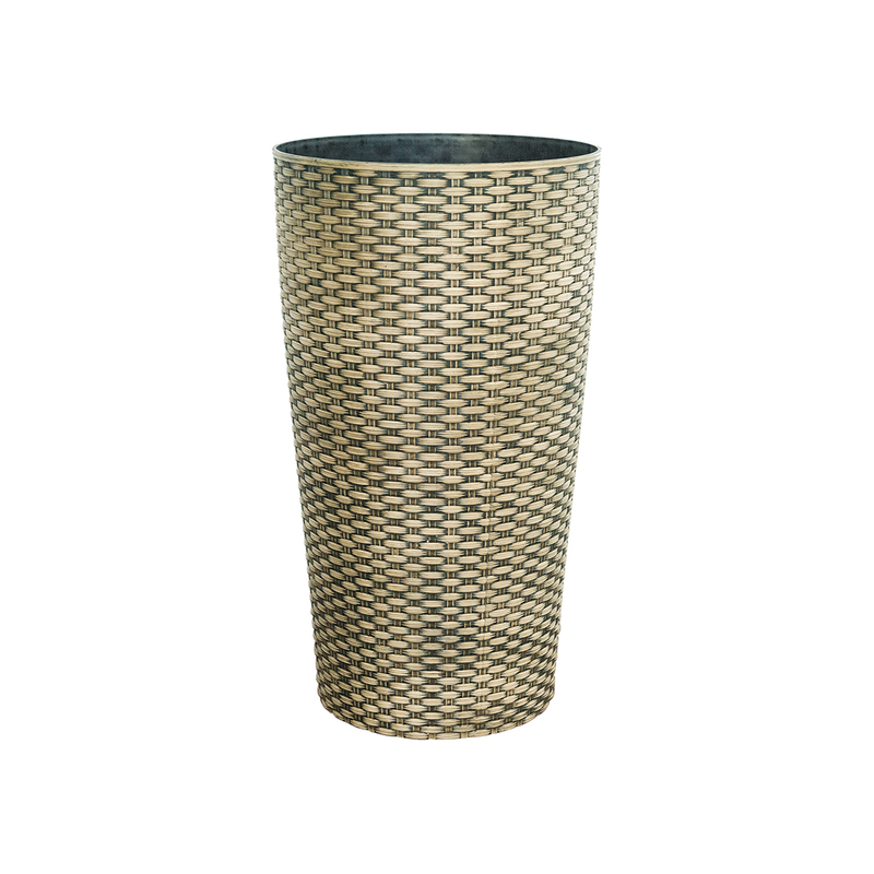 Tall Rattan Effect Resin Floor Plant Pot from China manufacturer
